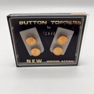 Swank Button Toppers Round Gold Tone Box Set of 4- Vintage